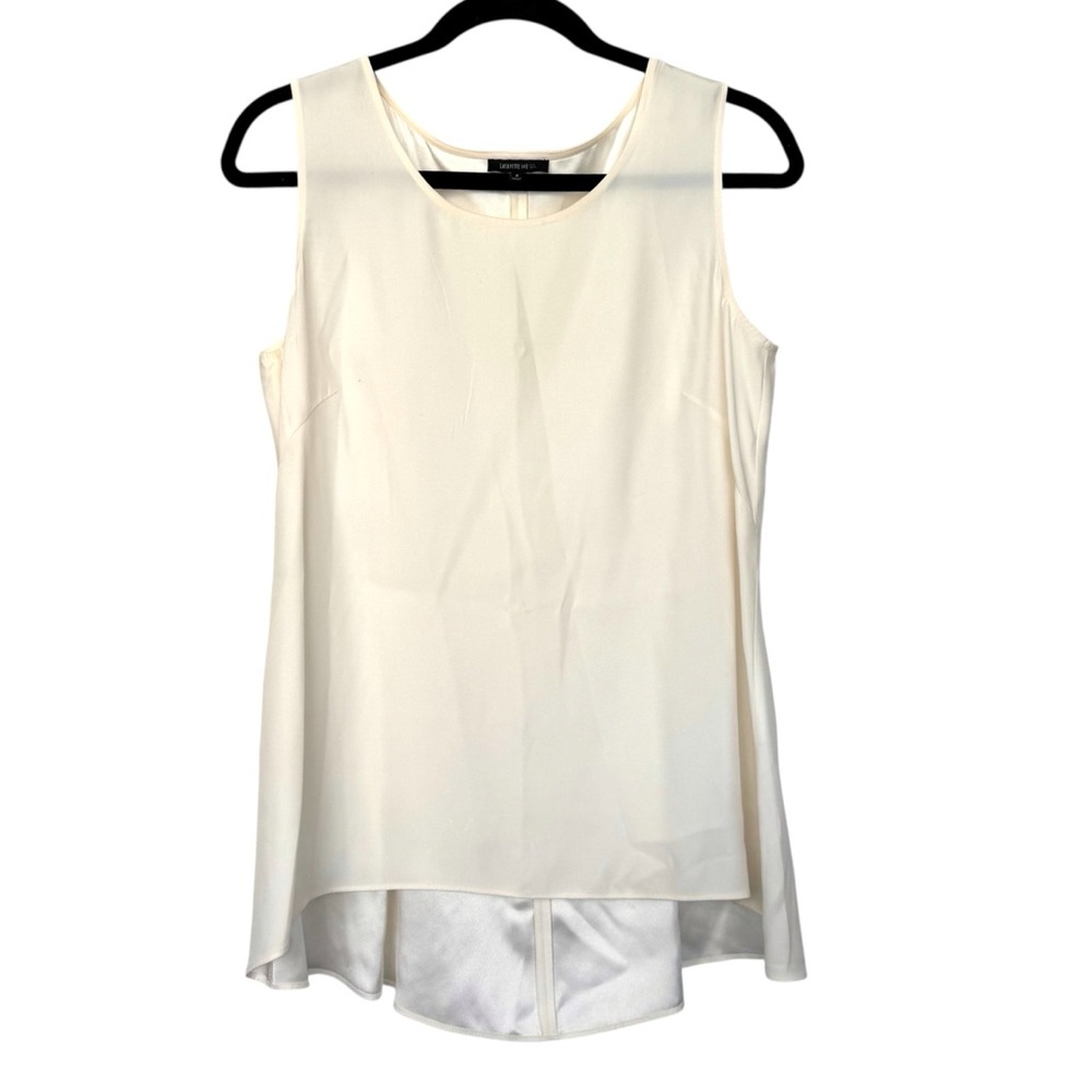 Lafayette 148 Silk Sleeveless‎ High Low Blouse White